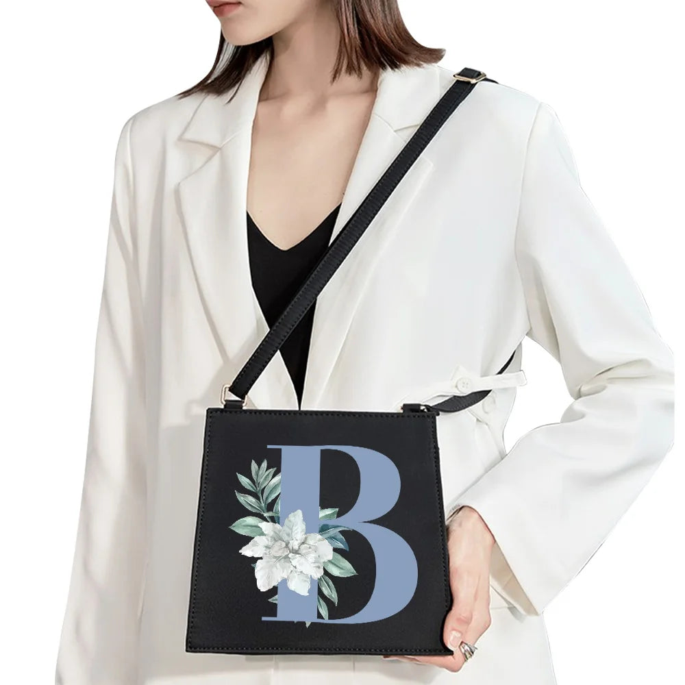 Sweet Style Initial Name Letter Print Shoulder Bag for Women