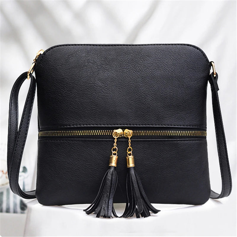 Vintage Tassels Crossbody Bag High Retro Shoulder Bag Patchwork