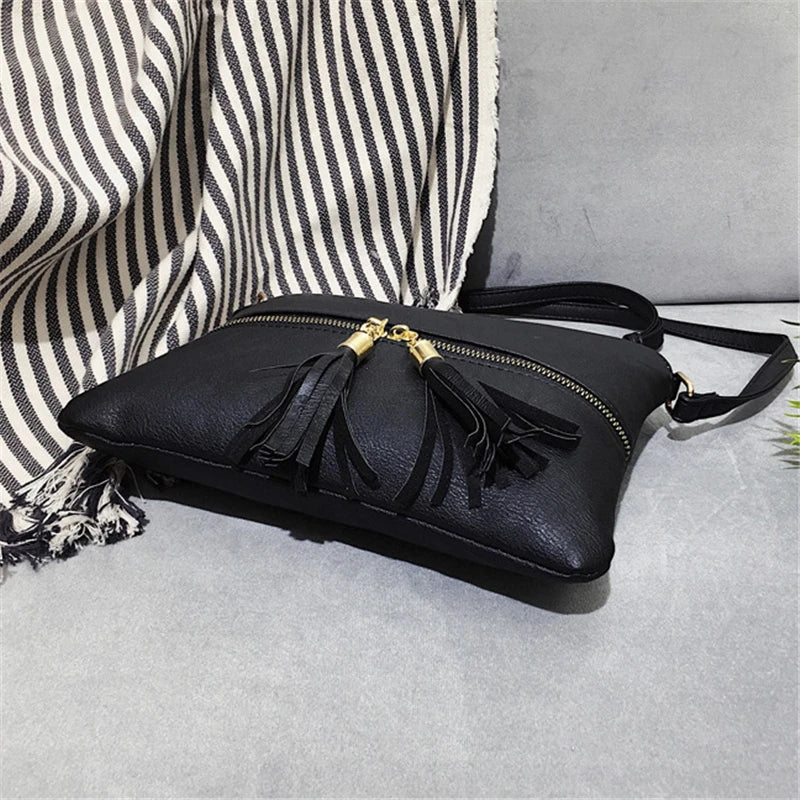 Vintage Tassels Crossbody Bag High Retro Shoulder Bag Patchwork
