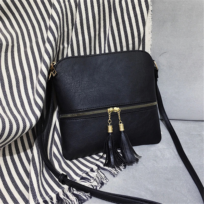 Vintage Tassels Crossbody Bag High Retro Shoulder Bag Patchwork