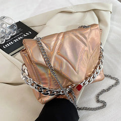 Green Silver Evening Clutch Chain Crossbody Bag Lady Envelope Sling Wallet
