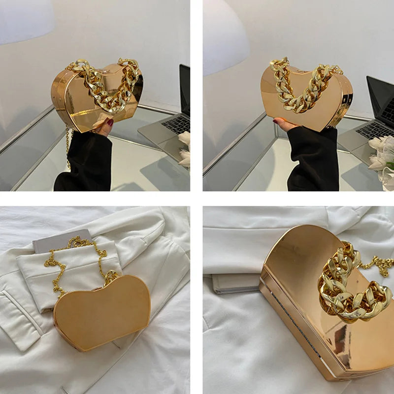 PVC Box Shoulder Bag Chain Crossbody Small Purse Handbag