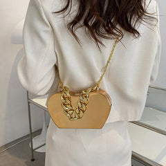 PVC Box Shoulder Bag Chain Crossbody Small Purse Handbag