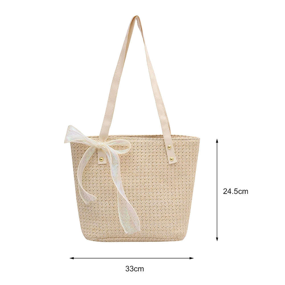 Woven Knitted Straw Beach Bag Large Capacity Tote Purse