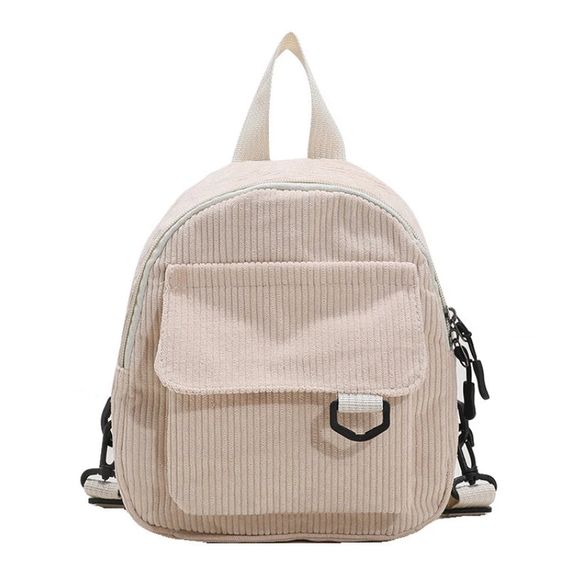 Women's Corduroy Mini Backpack - Trendy and Stylish Bag for Everyday Use