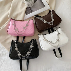 Women PU Leather Small Shoulder Underarm Bag Vintage Butterfly Chain Mini Purse