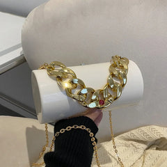 Yellow PVC Box Bag Chain Shoulder Small Totes Dinner Makeup Clutch