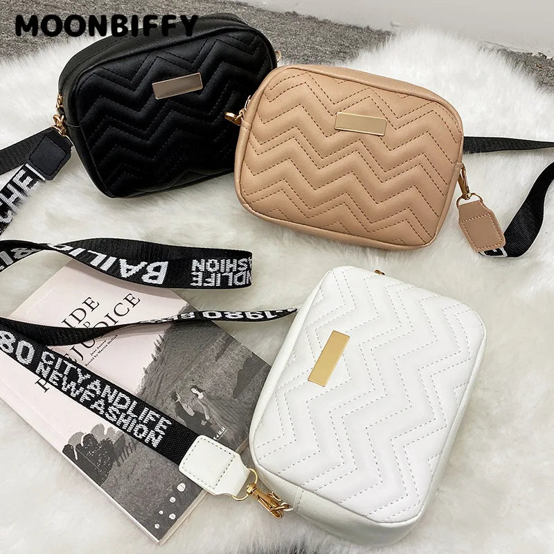 Women Small Messenger Bag Lingge Embroidery Female Shoulder Chain Phone Purse