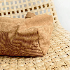 Corduroy Tote Bag - Large Capacity Solid Handbag