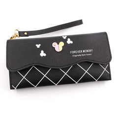 Gray Red Clutch Wallet Soft PU Leather Money Bag