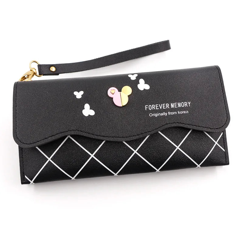 Gray Red Clutch Wallet Soft PU Leather Money Bag