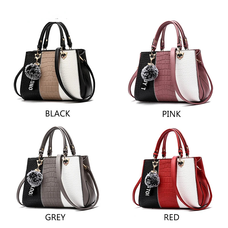 Leather Stitching Women's Tote Bag Casual Messenger Bags