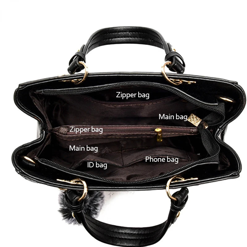 Leather Stitching Women's Tote Bag Casual Messenger Bags