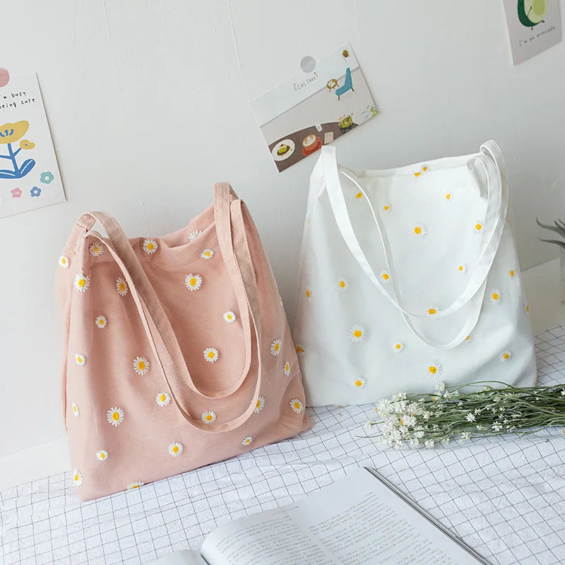 Canvas Women Shoulder Bags INS Lace Mesh Tote Bag Handbags
