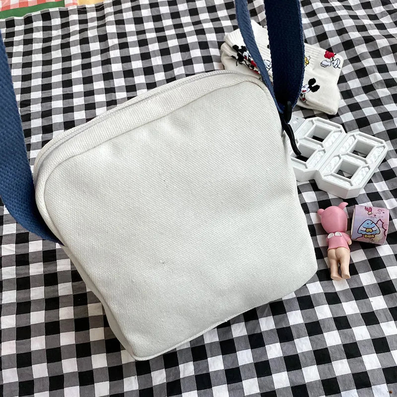 Female Cartoon Canvas Crossbody Bag Small Fresh Single Shoulder Bag