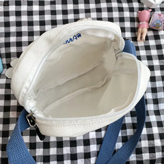 Female Cartoon Canvas Crossbody Bag Small Fresh Single Shoulder Bag