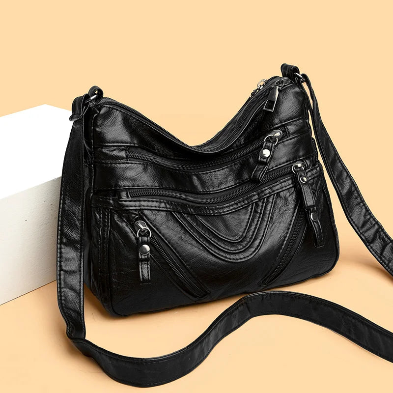 Women's Crossbody Messenger Bag High PU Leather Purse Pocket Shoulder Bag