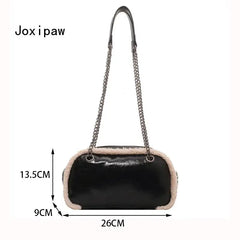 Vintage Plush Square Tote Bag - Large Capacity Handbag for Women