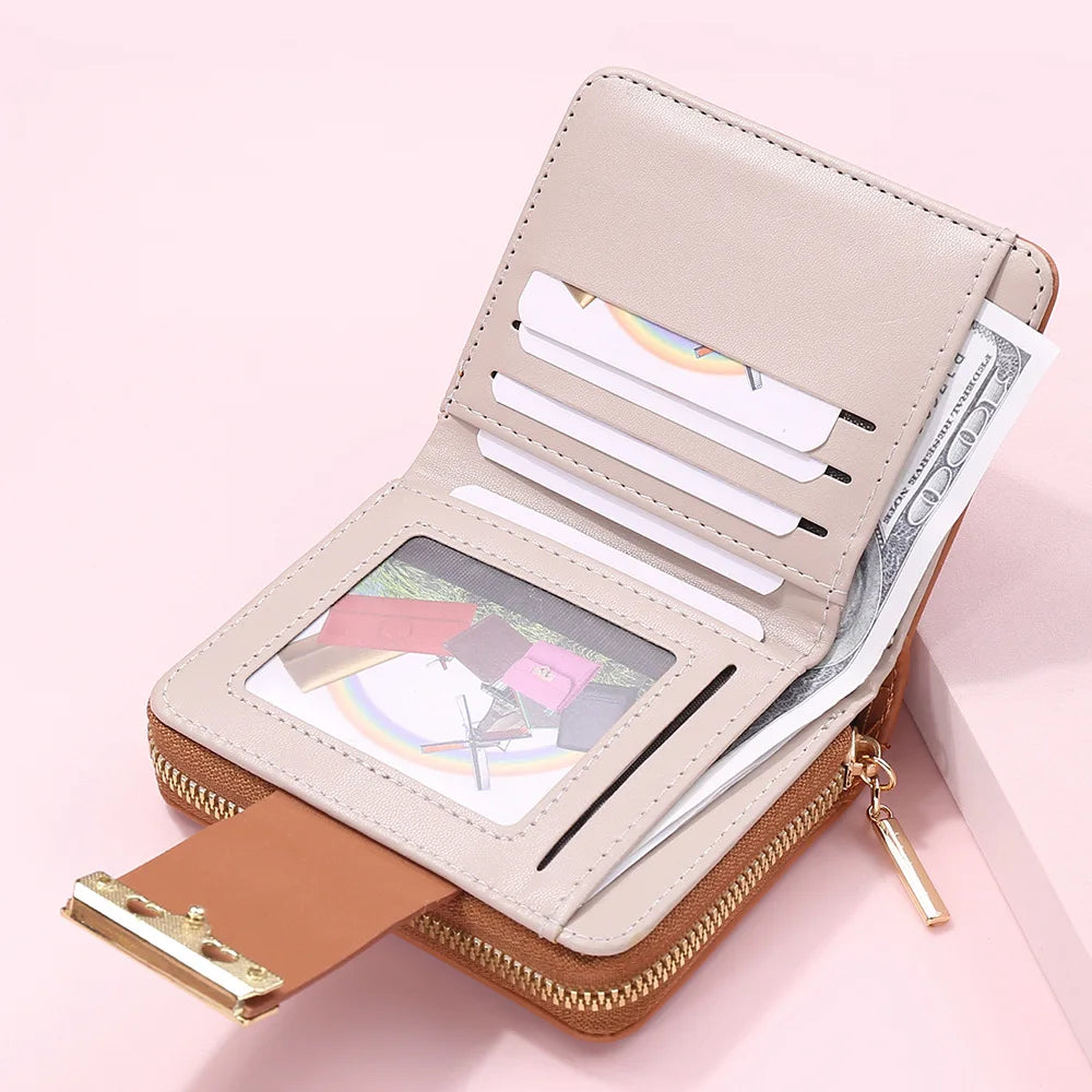 Floral Women Wallet Small Leather Zipper Purses Female Clutch