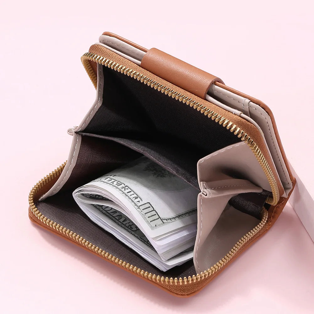 Floral Women Wallet Small Leather Zipper Purses Female Clutch