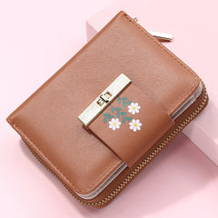 Floral Women Wallet Small Leather Zipper Purses Female Clutch