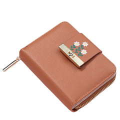 Floral Women Wallet Small Leather Zipper Purses Female Clutch