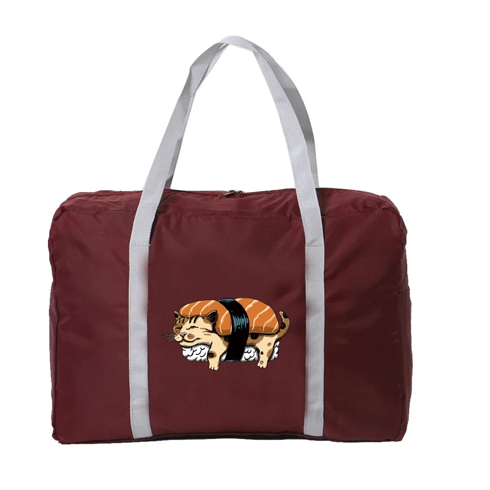Unisex Foldable Travel Bags Cat Print Handbags