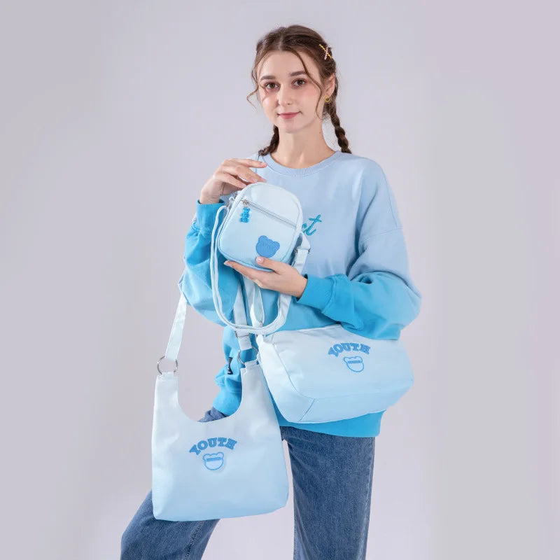 Gradient Ramp Summer Small Shoulder Bag for Women Canvas Crossbody Purse