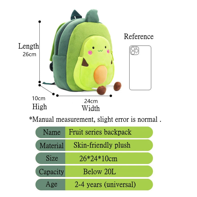 Children Cartoon Plush Backpack Kids School Bag Zipper Girl Boys Backpack