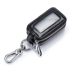 Leather Keychain Holder Double Zipper Key Wallet