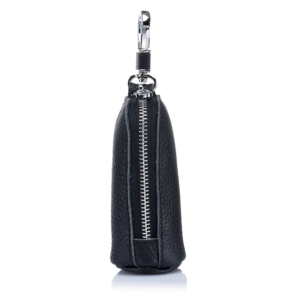 Leather Portable Key Bag and Lipstick Bag with Keychain Organizer
