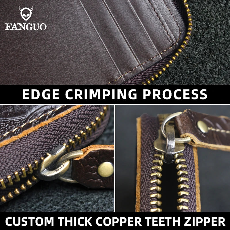 Vintage Short Small Bifold Zipper Wallets - Photo Slot