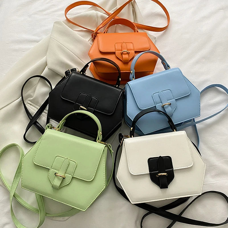 Geometric Shape Women Shoulder Bag Small Handbags Solid Pu Leather Crossbody Bag