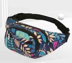Leaf Printed Waist Bag Large Capacity Fanny Pack Canvas