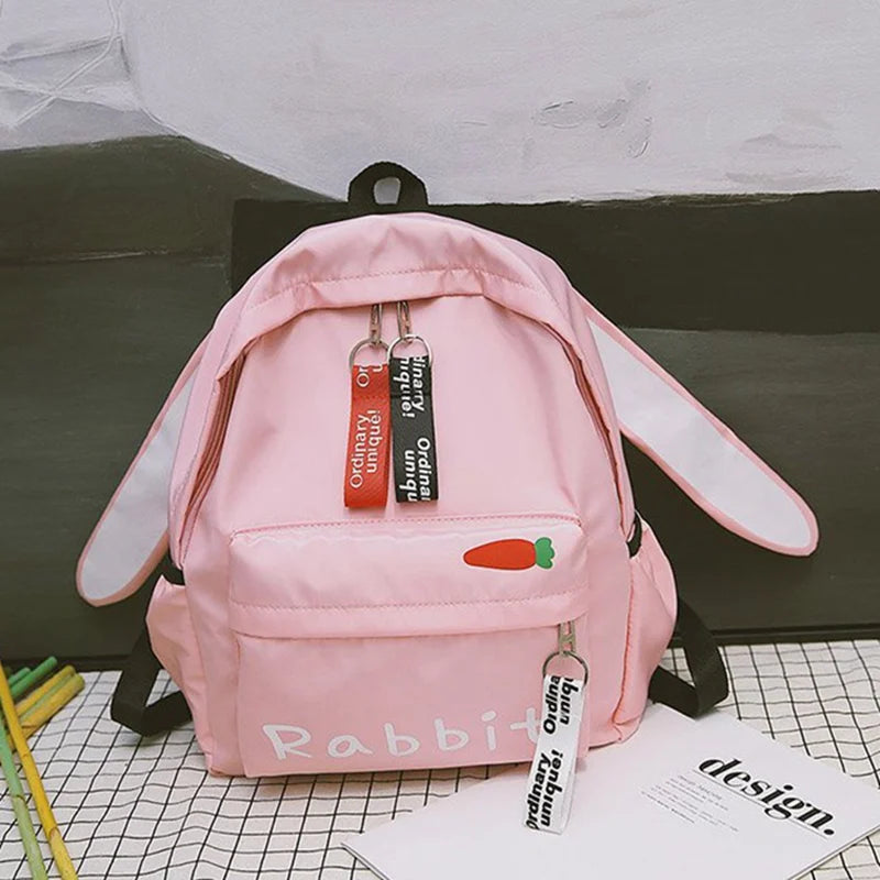 Harajuku Ulzzang 3D Long Ears Rabbit Bear Backpack Girls Travel Shoulder Bag