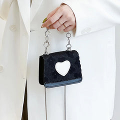 Heart Patchwork Women Shoulder Bag Crossbody Messenger Handbag Chain
