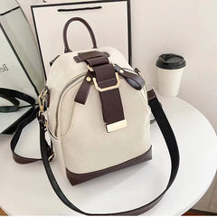High Women's Leather Backpack Large Capacity Sewing