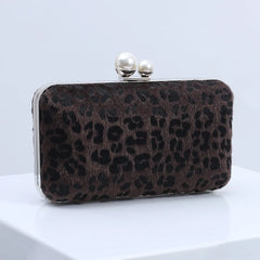 Leopard Print Evening Bag with Chain Drop for Wedding Banquet