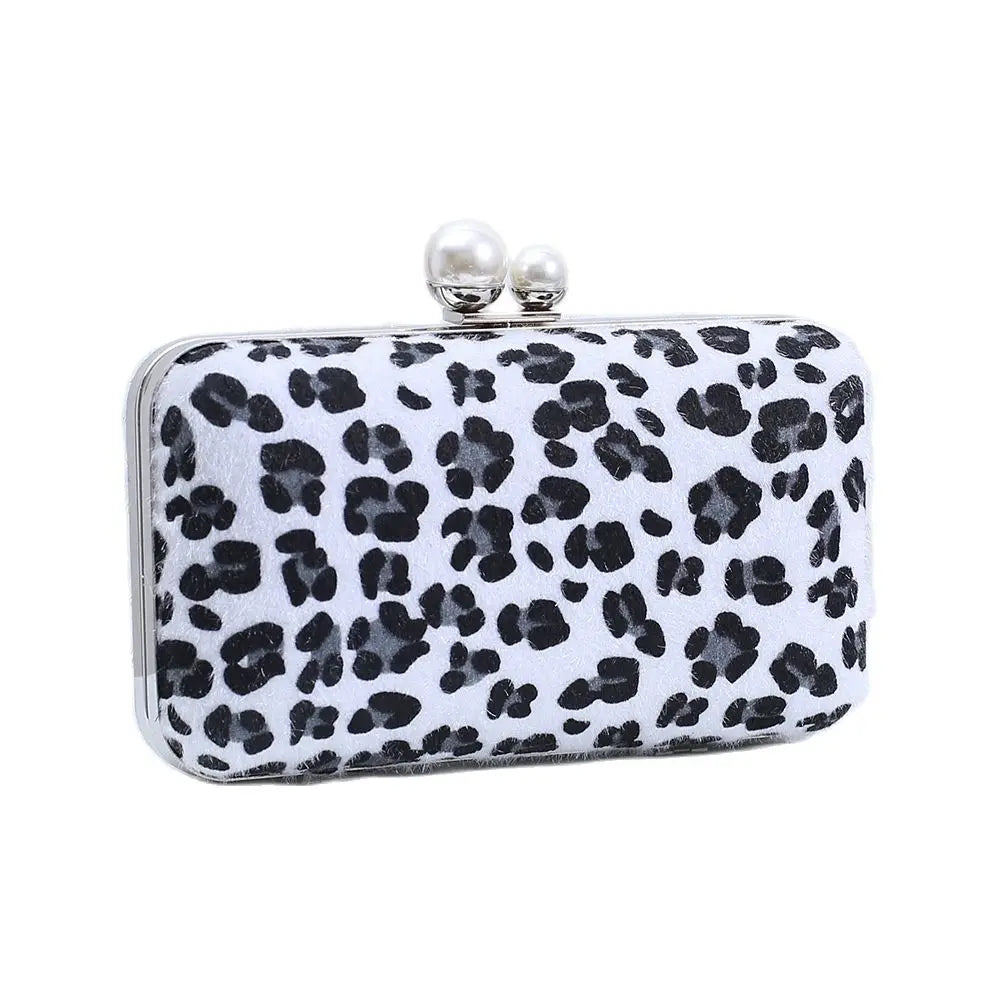 Leopard Print Evening Bag with Chain Drop for Wedding Banquet