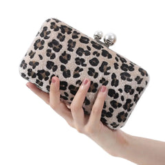Leopard Print Evening Bag with Chain Drop for Wedding Banquet