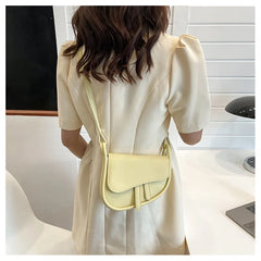 Retro Flap Shoulder Bag, PU Leather Saddle Bag