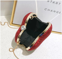 Heart Shaped Red Evening Bags Chain Clutch Purse MN1245