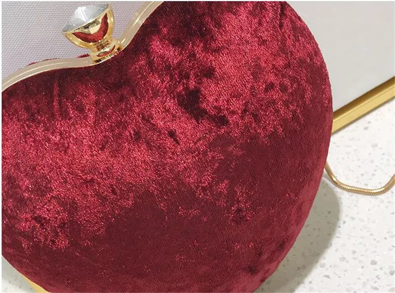 Heart Shaped Red Evening Bags Chain Clutch Purse MN1245