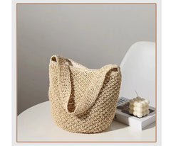 Large-capacity Straw Beach Bucket Bag