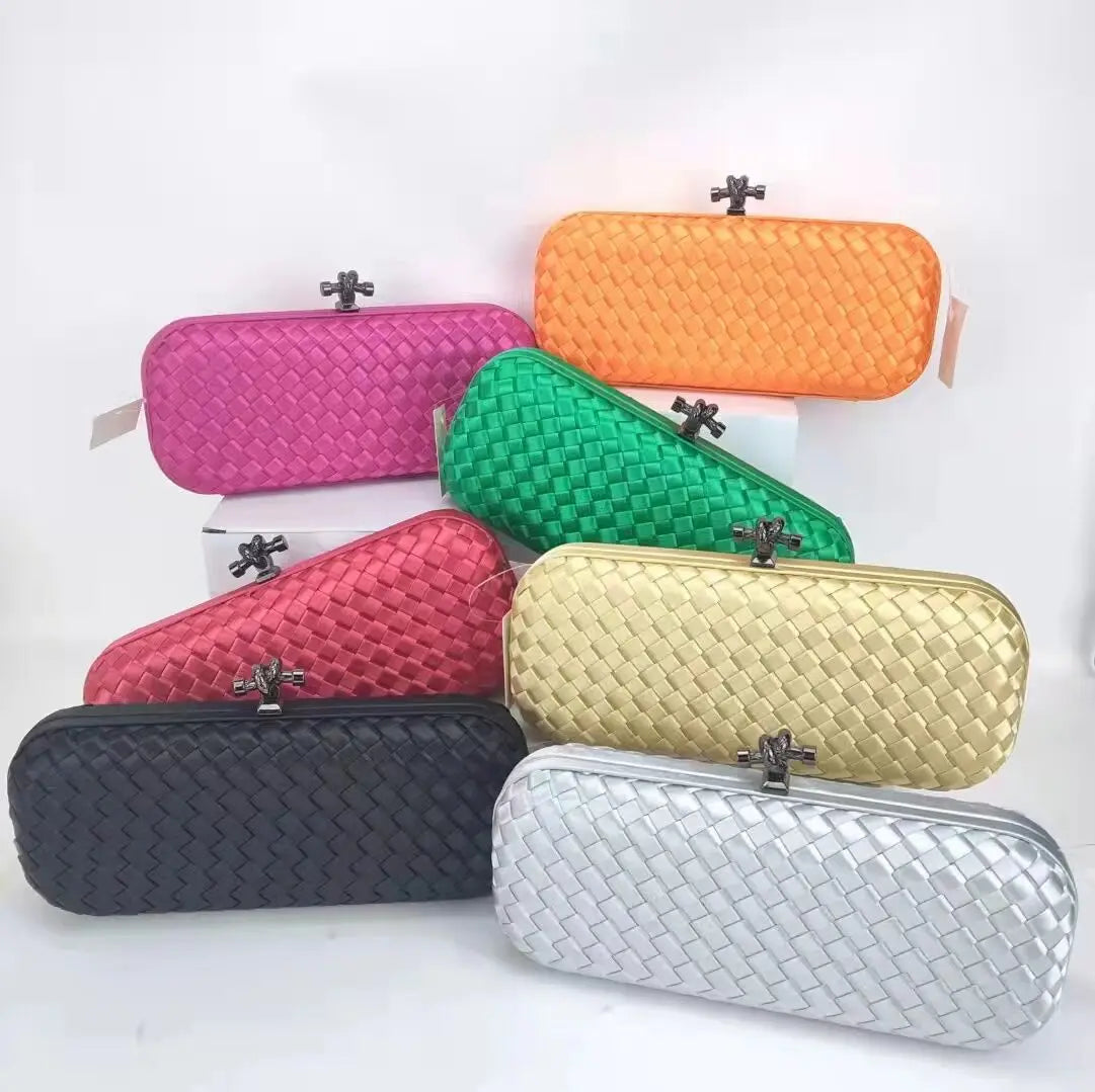 Silk Hand-woven Lock Handbags Chain Shoulder Messenger Crochet Bag