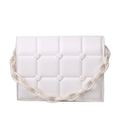 Quilted Plaid Flap Bag Soft PU Leather Shoulder Bag Chain Crossbody Clutch