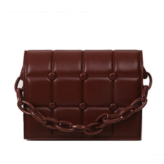 Quilted Plaid Flap Bag Soft PU Leather Shoulder Bag Chain Crossbody Clutch