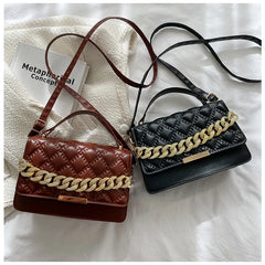 Quilted Plaid Shoulder Bag Chain Square Crossbody Messenger Bag
