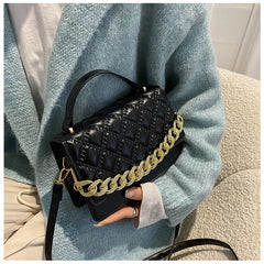 Quilted Plaid Shoulder Bag Chain Square Crossbody Messenger Bag