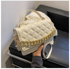 Quilted Plaid Shoulder Bag Chain Square Crossbody Messenger Bag
